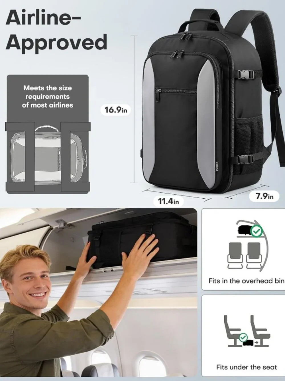 TSA-Friendly Travel Backpack for Men & Women, Waterproof Pocket, Commuter Bag